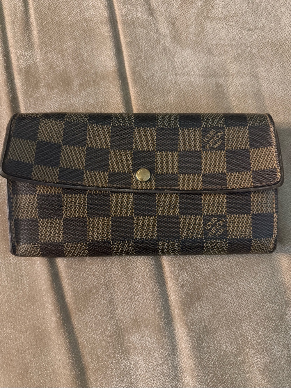 Louis Vuitton Damier Ebene Checkered Trifold Wallet - Brown/Black